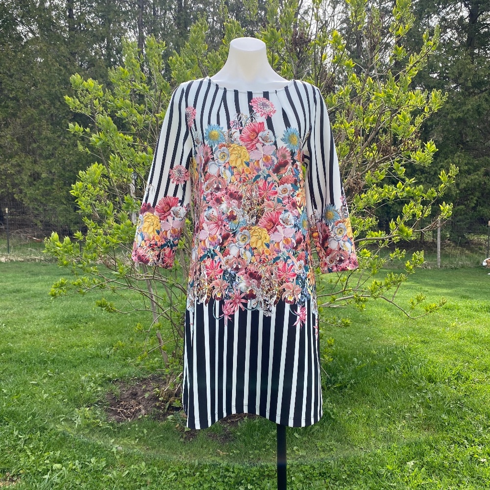 Isle Floral & Stripe Shift Dress